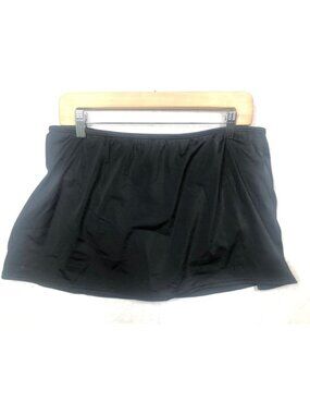 Speedo Swim Skirt Brief Lined Solid Black Skort Bottoms 7232092 Women's Size 14